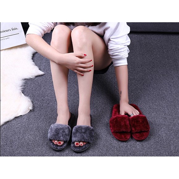 Dép lông dép bông giữ ấm nữ mùa đông đi trong nhà thời trang thể thao êm chân thoáng mát | BigBuy360 - bigbuy360.vn