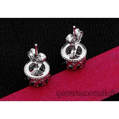 Hoa tai mạ bạc hình vương miện đính đá lấp lánh