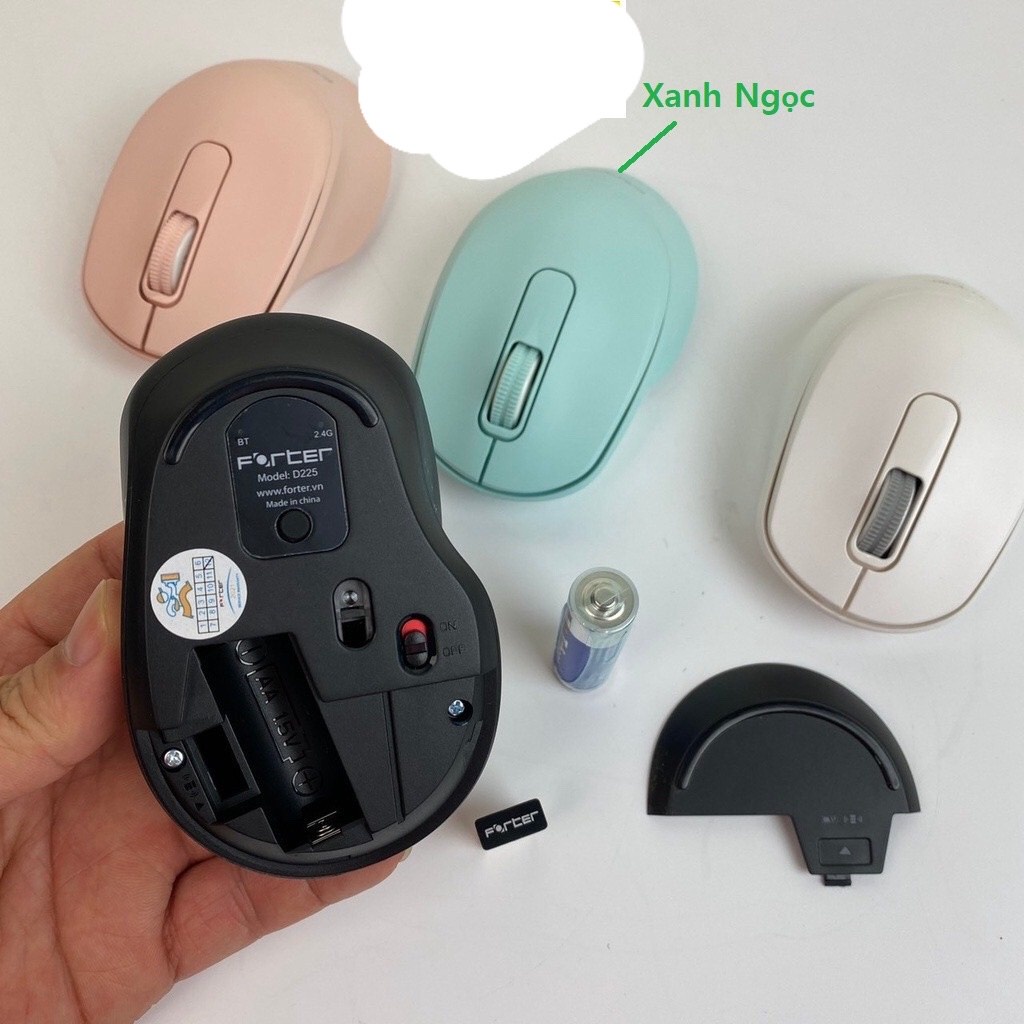 CHÍNH HÃNG Chuột 2 in 1, ko dây và BLUETOOTH FORTER D225 cho Điện thoại, tablet táo máy tính táo máy tính ip (Silent)