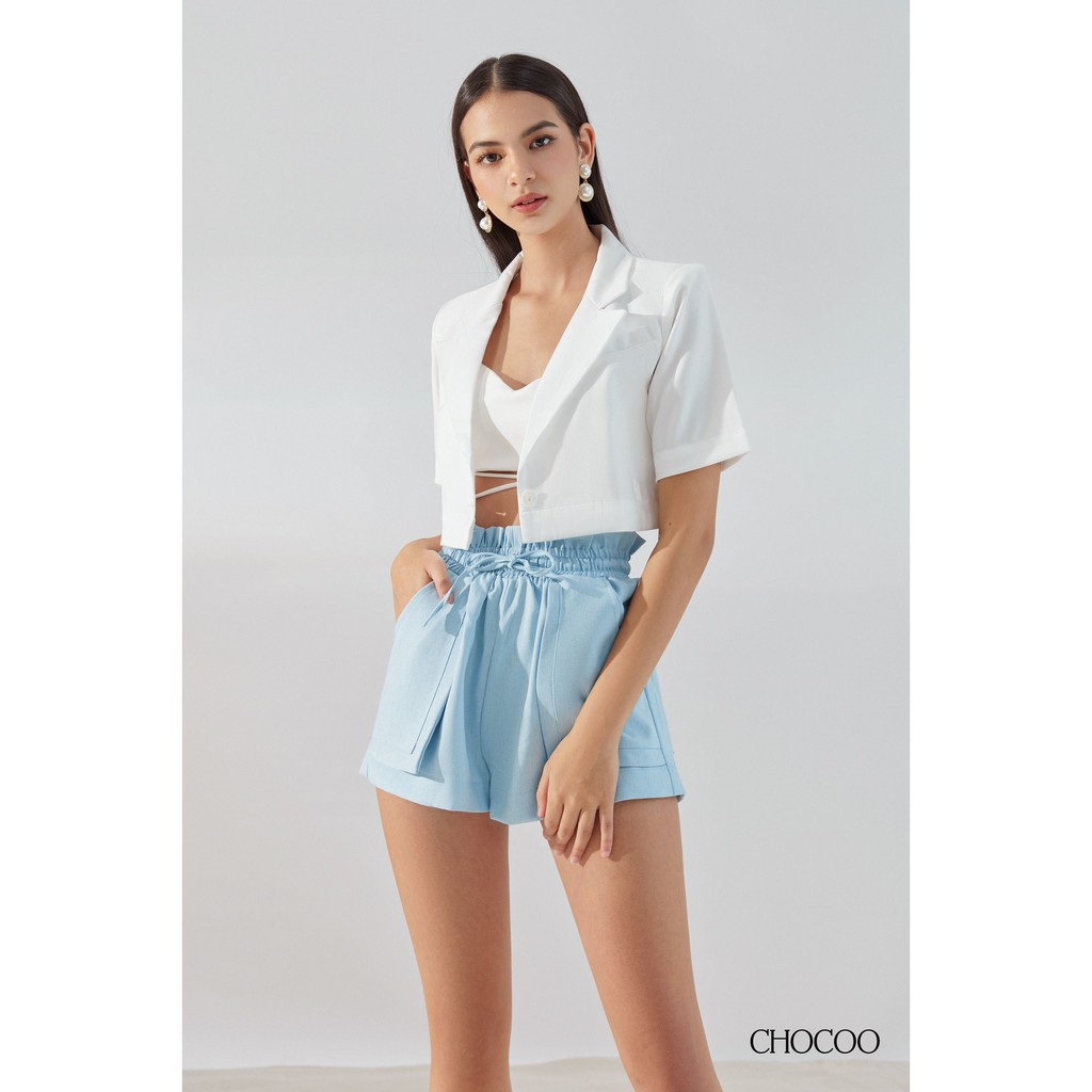 Áo vest nữ CHOCOO Hailee Blazer dáng ngắn croptop ống tay ngắn vải cotton thiết kế cao cấp tôn dáng sang chảnh năng động