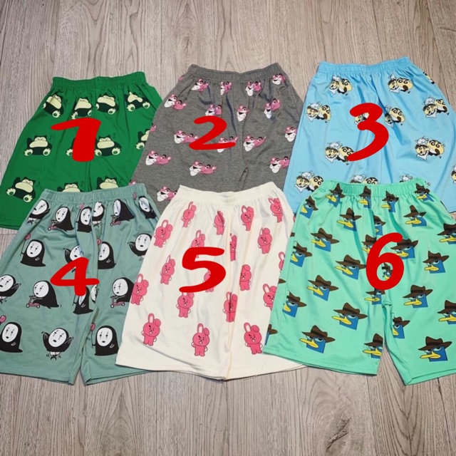 Quần đùi hoạt hình &amp; áo basic trơn
