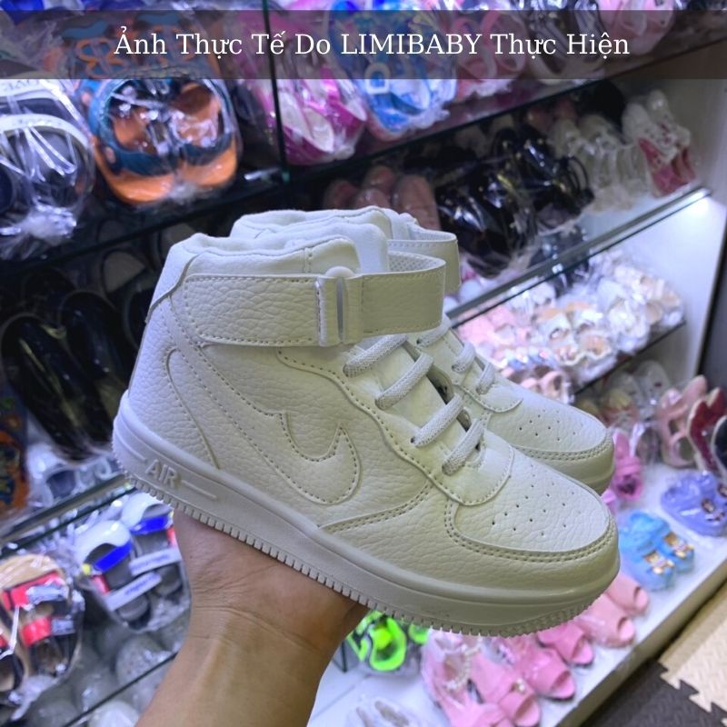 Giày trắng LIMIBABY cổ cao cho bé trai gái sneaker thê thao năng động cá tính phù hợp trẻ em 3 4 5 6 7 8 9 12 tuổi GE01