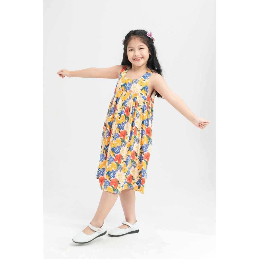 Đầm hoa xòe không tay bé gái IVY moda MS 41G1287