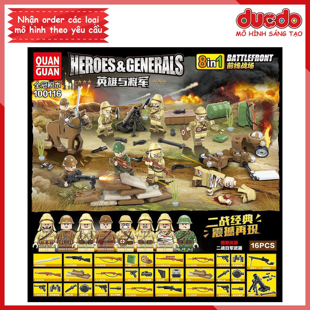 Combo đội quân phát xít Nhật thế chiến 2 - Đồ chơi Lắp ghép Xếp hình Mini Minifigures lính Army WW2 QuanGuan 100116