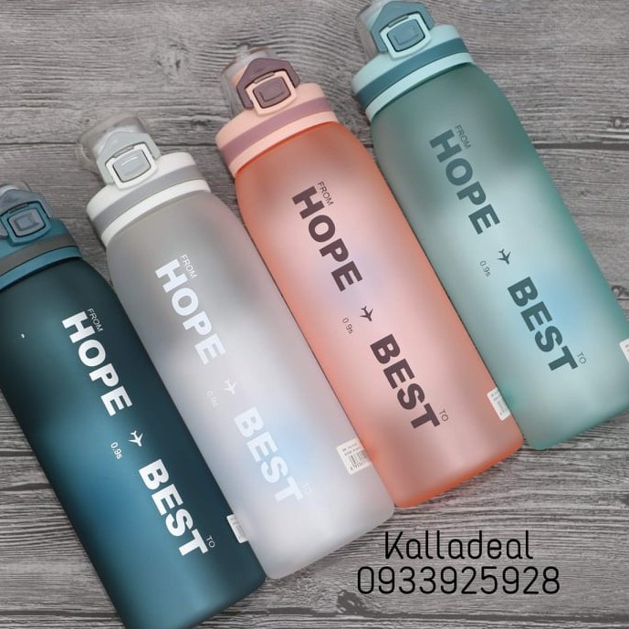 Bình Nước❤️FREESHIP❤️Thể Thao Nhựa Tritan 900ml Tập Gym Hope To Best