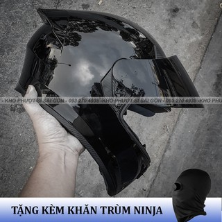 Mũ Fullface Royal m138B đen bóng gắn sẵn kính khói đen tặng kèm trùm đầu Ninja - Mũ bảo hiểm Fullface m138 đen bóng