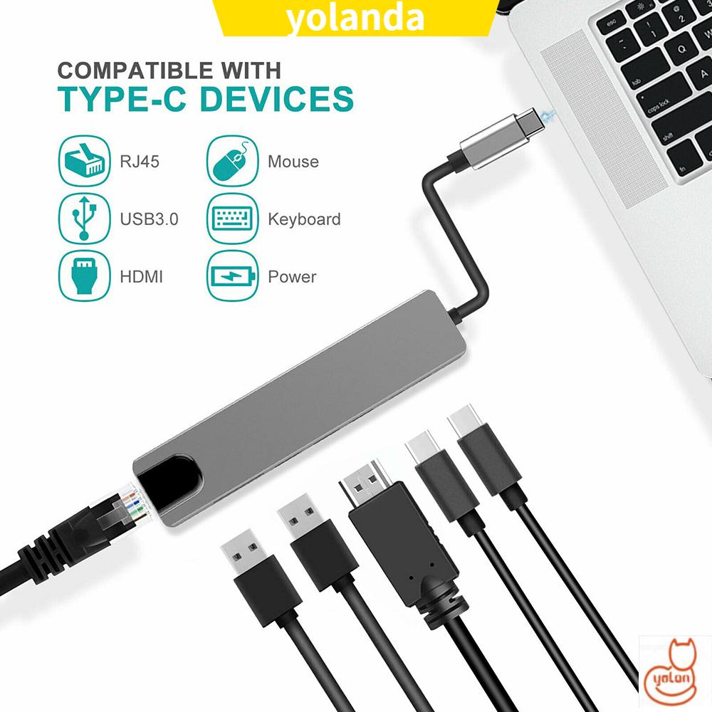 Hub Chuyển Đổi Nhiều Cổng Usb C 6 Trong 1 Tốc Độ Nhanh