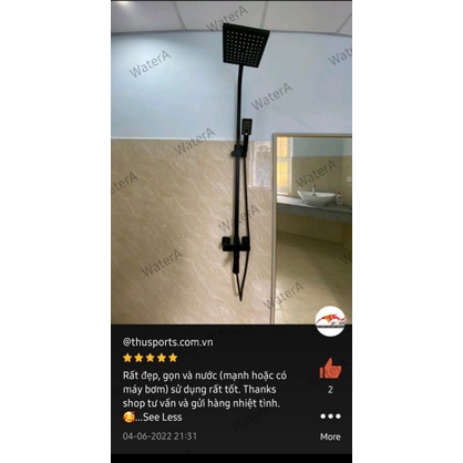 Sen cây tắm đứng nóng lạnh Inox 304 sơn tĩnh điện đen WaterA