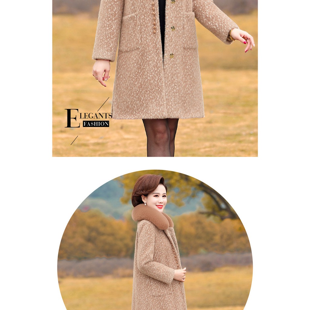 Áo khoác trung niên lông chồn cao cấp cho mẹ | BigBuy360 - bigbuy360.vn