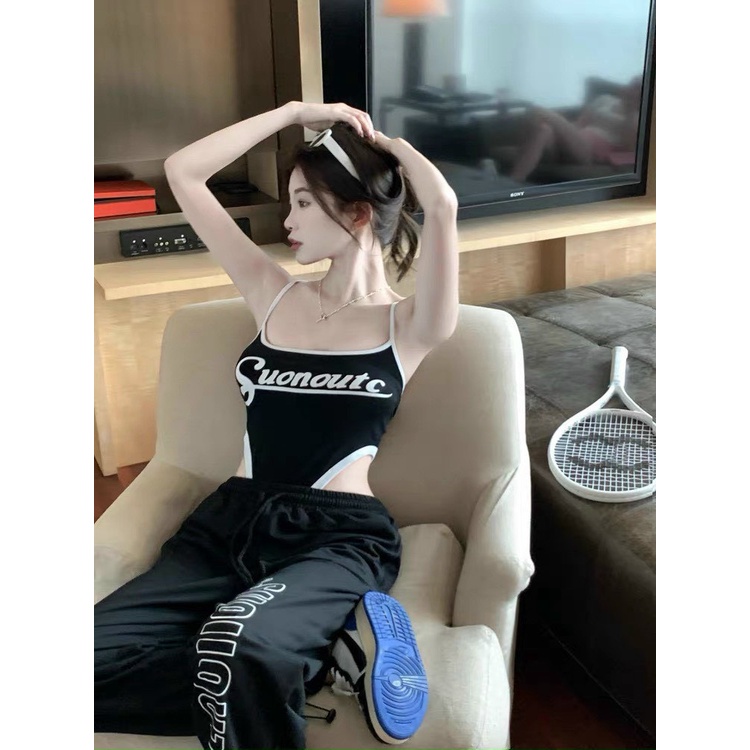 Áo kiểu body suit 2 dây in chữ cute cá tính năng động mùa hè , chất thun gân mềm mát