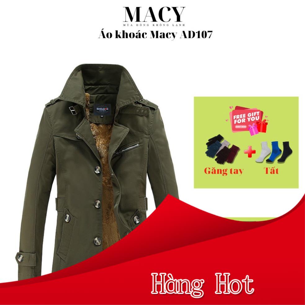Áo khoác nam lót lông cừu, áo khoác kaki dáng dài MACY AD107(Mới 2021)