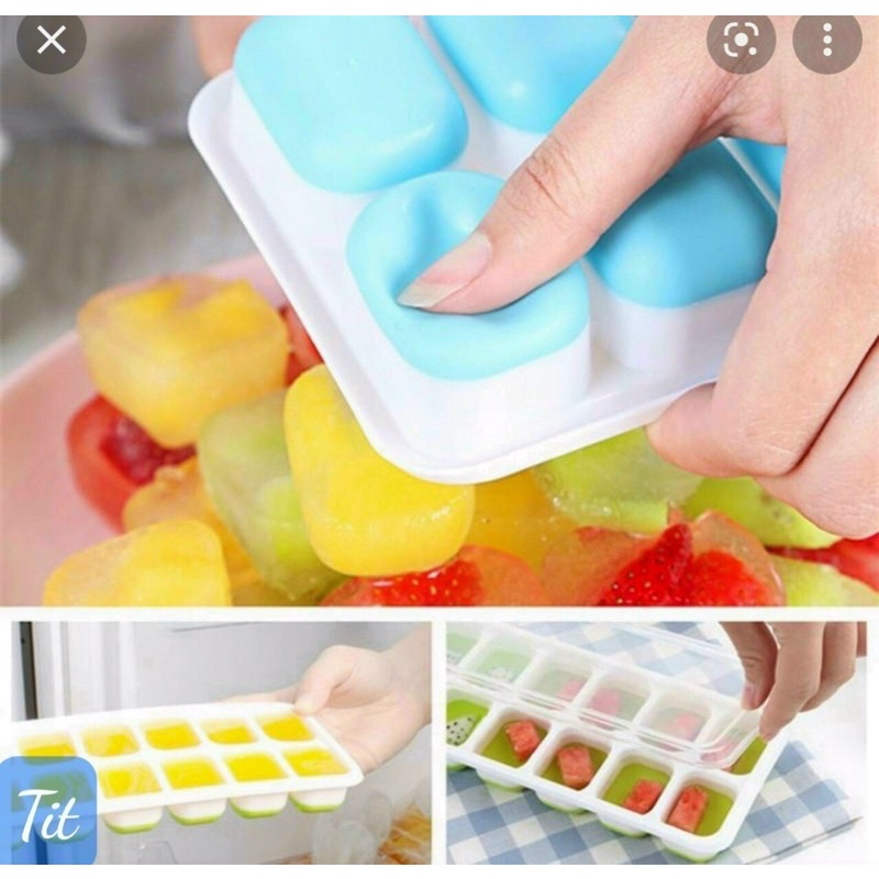 Khay làm đá, làm thạch bằng silicon có nắp đậy