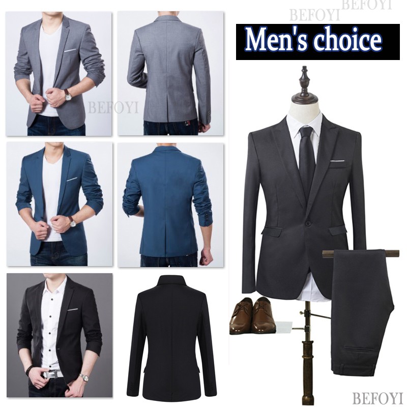 Áo khoác blazer BEFOYI dáng ôm tay dài phong cách thời trang Hàn Quốc dành cho nam XH7034