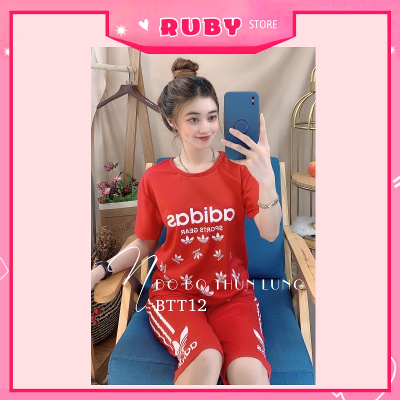 Đồ bộ nữ mặc nhà kiểu dáng thể thao Free Size Dưới 47KG chất thun mềm mịn ❤ Rubystorevn