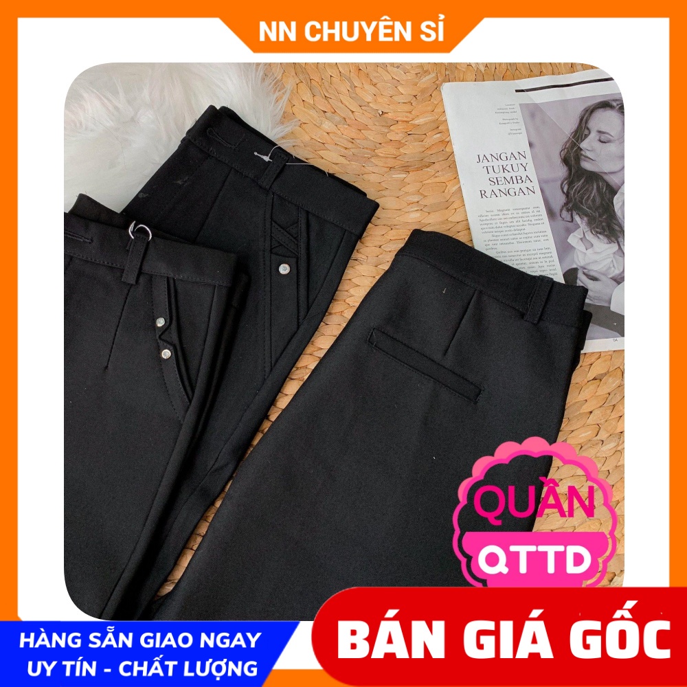 Quần tây công sở nữ chất thun umi cao cấp co giãn lên phom ôm dáng lưng phối kiểu dễ thương QTTD