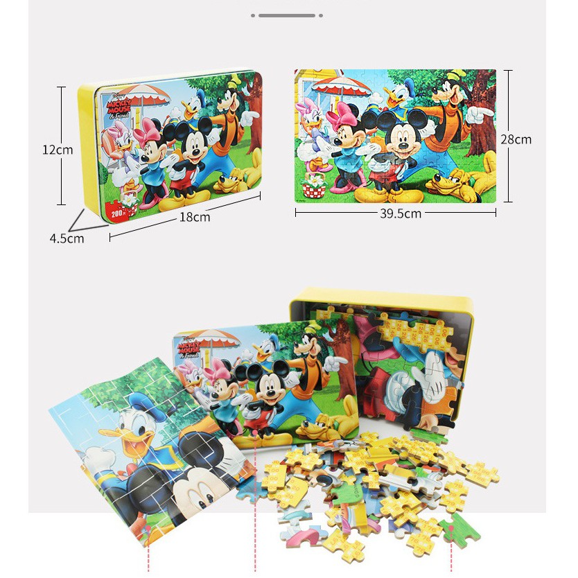 Đồ chơi xếp hình puzzle 200 mảnh hộp thiếc in dập nổi/ Tranh ghép hình 200 miếng puzzle/ Bộ xếp hình cho bé