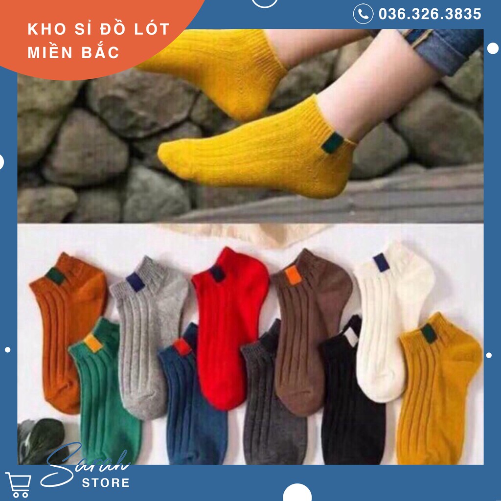 [Có Video]  Set 10 Đôi Tất Gân Vintage Cổ Ngắn Kháng Khuẩn (Nhiều Màu)
