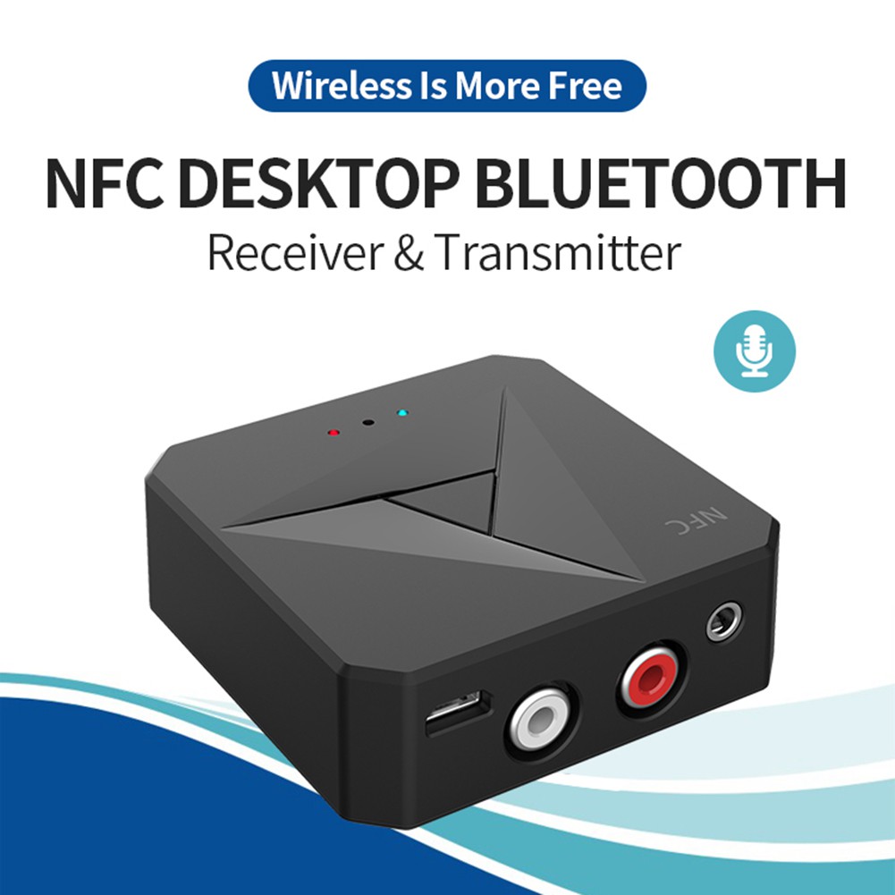 Thiết bị thu phát tín hiệu âm thanh bluetooth NFC 5.0 RCA không dây để bàn