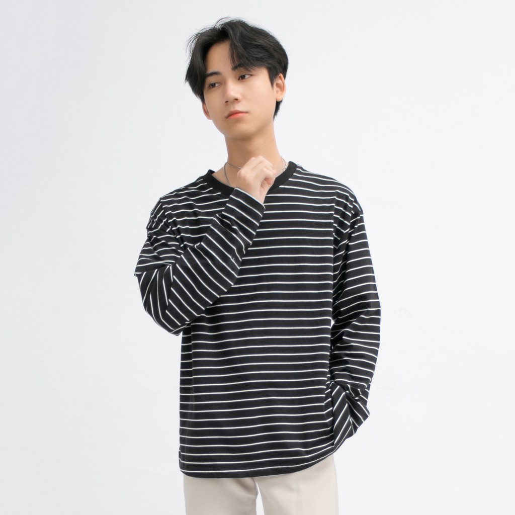 Áo Thun Thu Đông Nam Dài Tay MANDO Kẻ Ngang Chất Cotton Hàn Form Rộng Kiểu Dáng Basic Unisex Phong Cách Hàn Quốc NDN075 | BigBuy360 - bigbuy360.vn