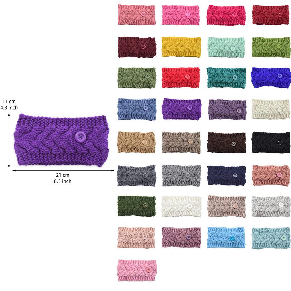 Băng Đô Dệt Kim Cài Tóc Bản Rộng Đính Nút Có Thể Điều Chỉnh Giữ Ấm Tai Thời Trang Cho Nữ