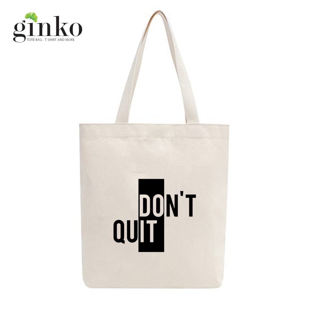 Túi Tote Vải Mộc GINKO Dây Kéo In Quote (nhiều mẫu)