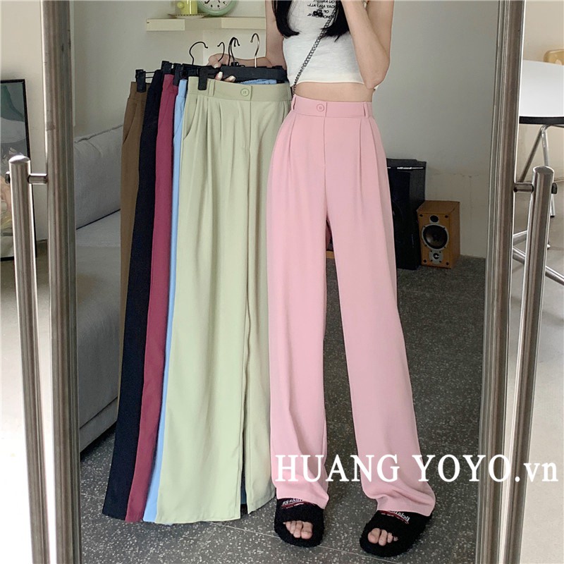 Quần ống rộng Lưng Cao Thời Trang Hàn Quốc Cho Nữ