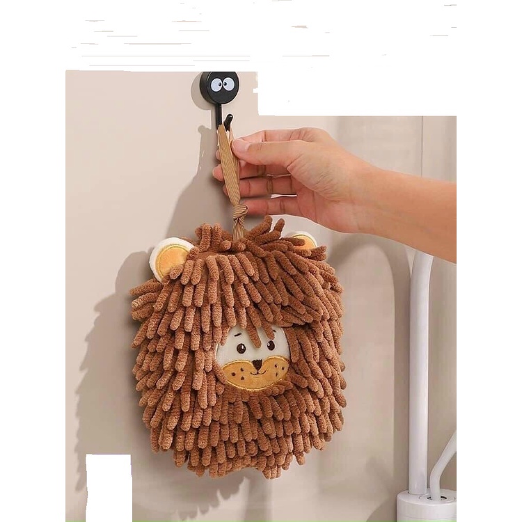 Khăn lau tay tròn họa tiết hình sư tử siêu thấm