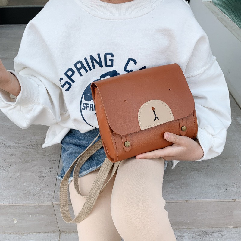 Balo Da Mini Hình Gấu Dễ Thương Cho Bé Trai Bé Gái Đi Học Đi Chơi Picnic K161