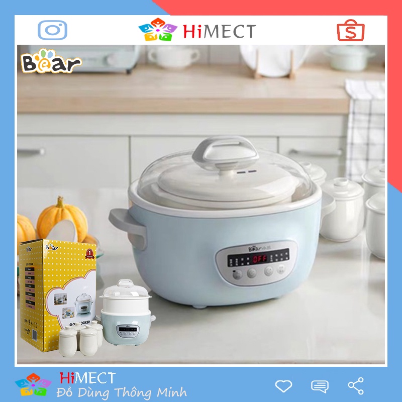 Nồi Nấu Cháo Cho Bé, Nồi Nấu Chậm Bear 2.5L Ninh Hầm Cách Thủy Đa Năng Cao Cấp Sube003-Himect