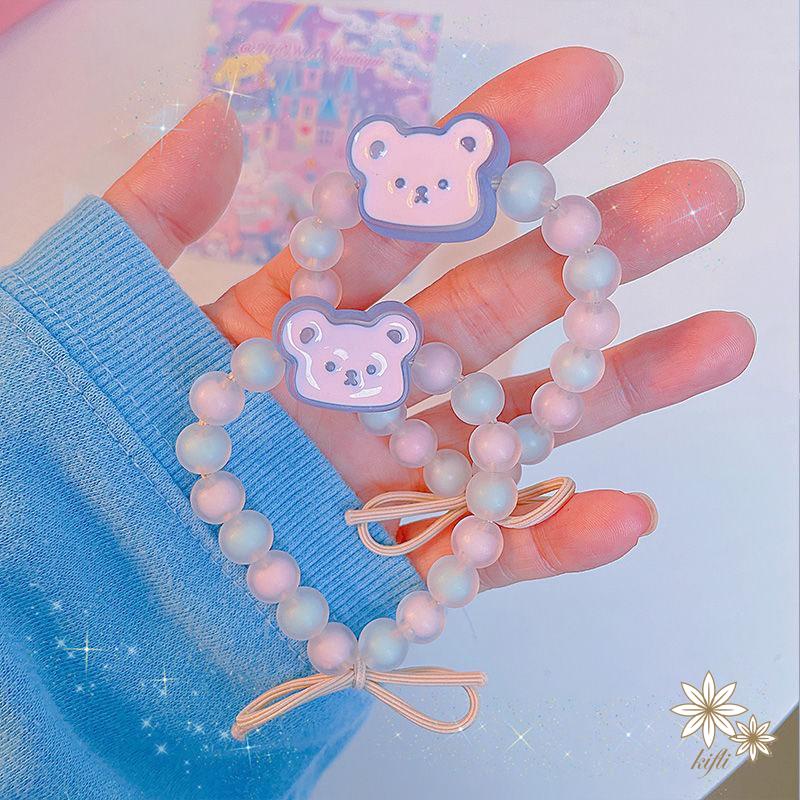 Dây Buộc Tóc Cao Su Đính Hạt Hình Gấu Tươi Mới Và Ngọt Ngào Đa Năng