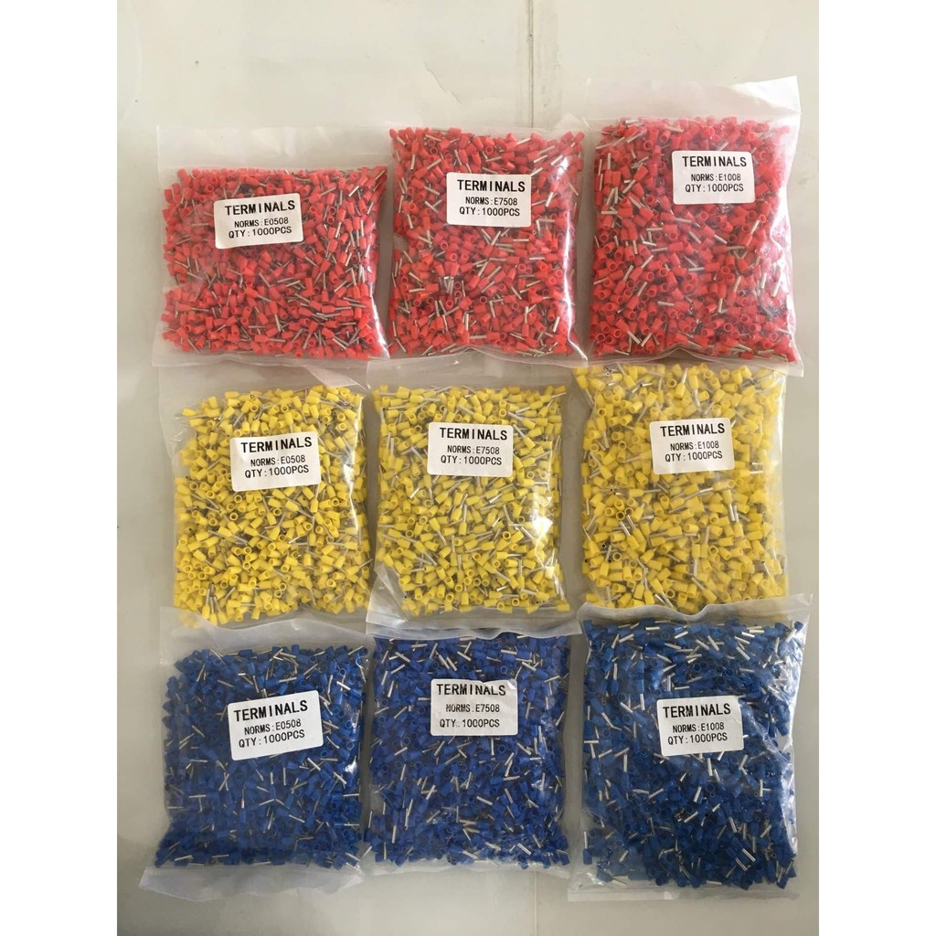 Đầu cos pin rỗng E dùng cho dây điện từ 0.5mm2 - 16mm2 Túi 100 cái