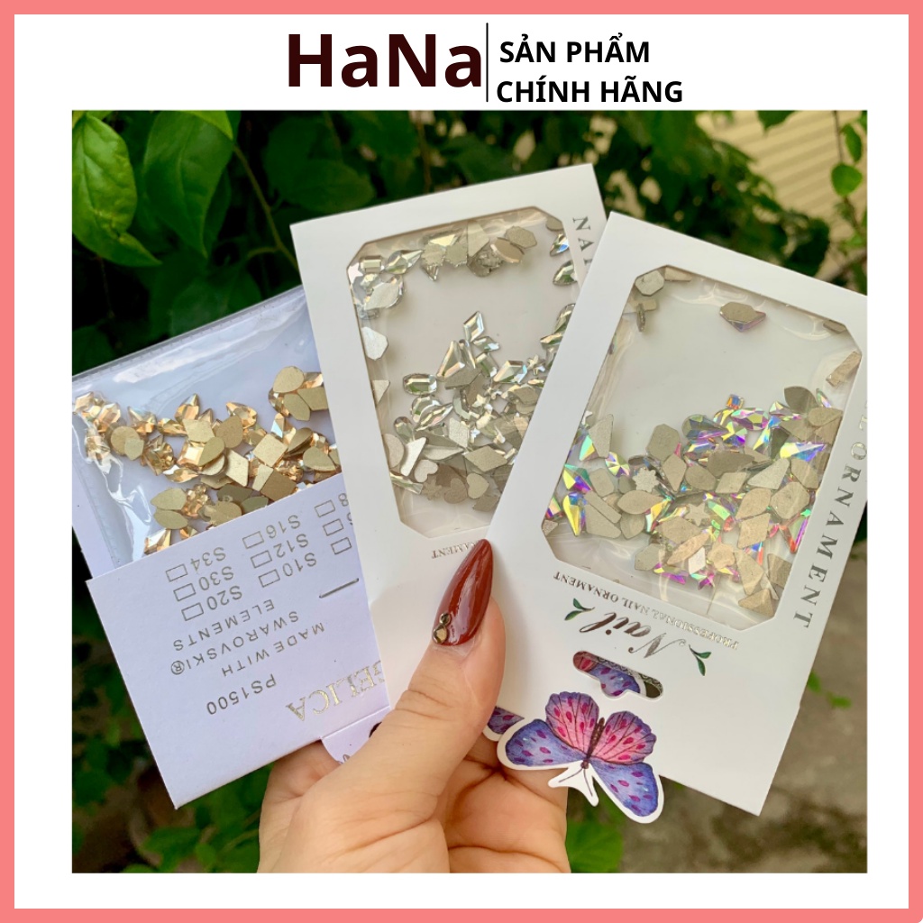 .Đá khối nail chân bằng mix 100 viên đính móng các màu hót nhất