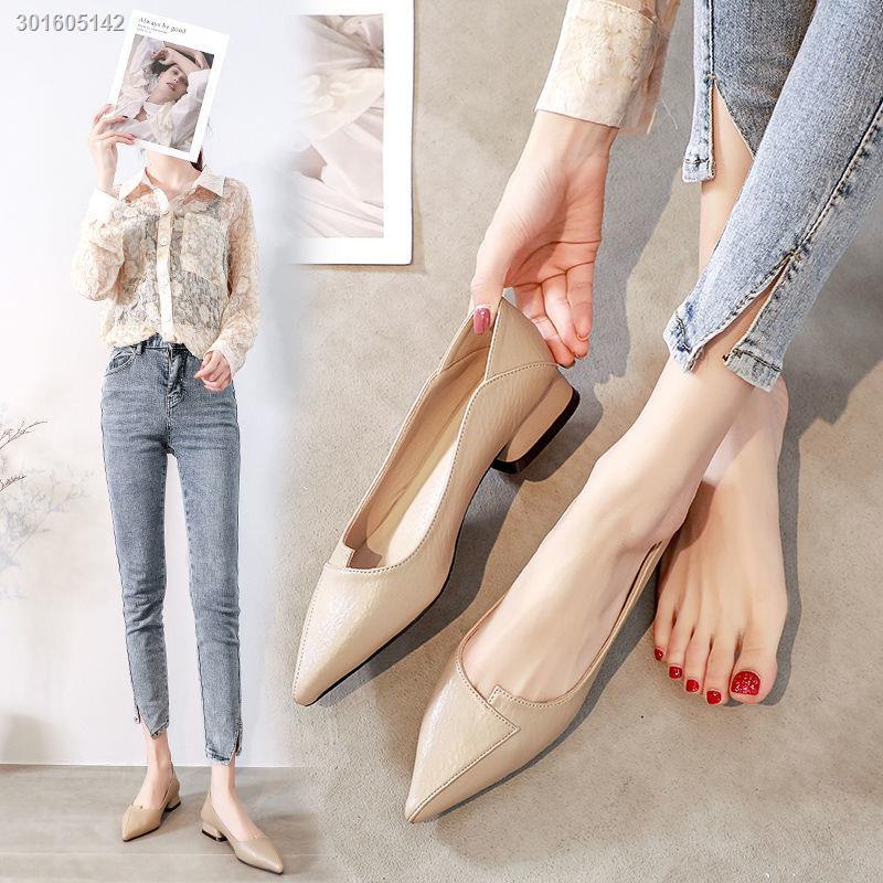 Giày cao gót 3cm da mềm đế dày mũi nhọn thời trang công sở đơn giản thanh lịch cho nữ