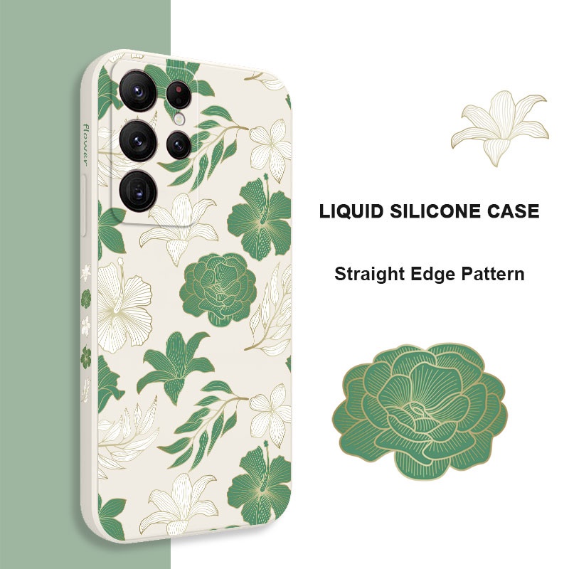 Bao Da Điện Thoại Họa Tiết Hoa Tự Nhiên Cho samsung galaxy s23 s22 fe ultra plus Ốp