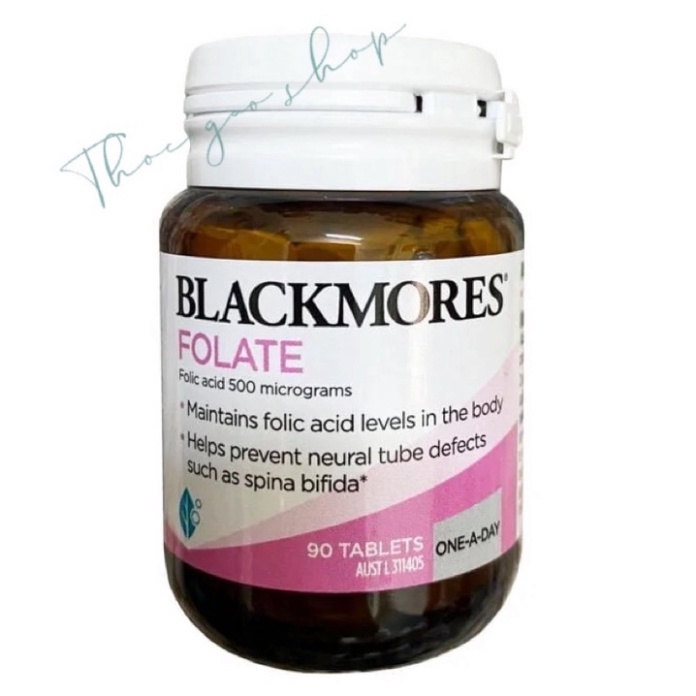 Viên uống Blackmores Folate 500mcg cho mẹ bầu giảm thiểu dị tật thai nhi Úc 90 viên