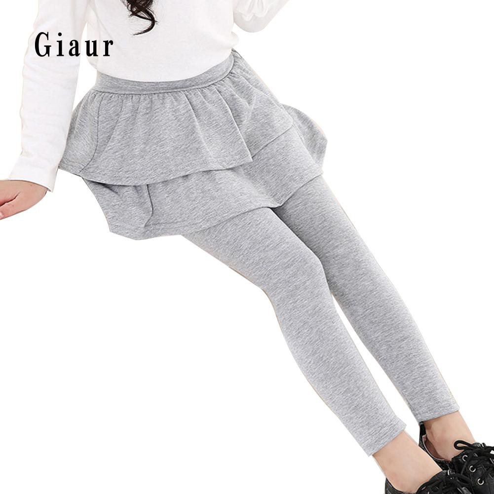 Quần váy phối bèo màu trơn dễ thương cho bé gái