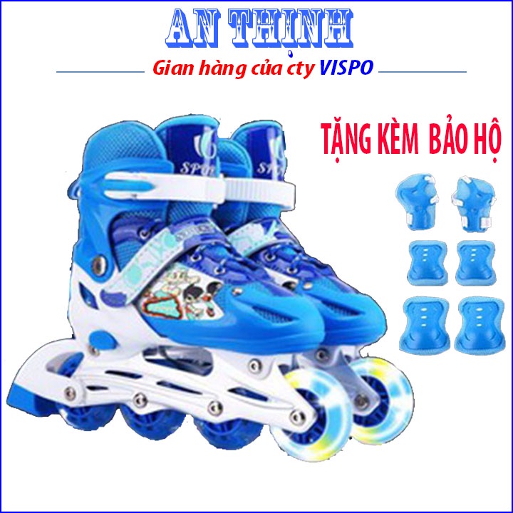 Giày batin trẻ em - giày trượt patin, bánh PU phát sáng, đệm lưới mềm mại thông thoáng. (Tặng: đệm bảo vệ tay chân)