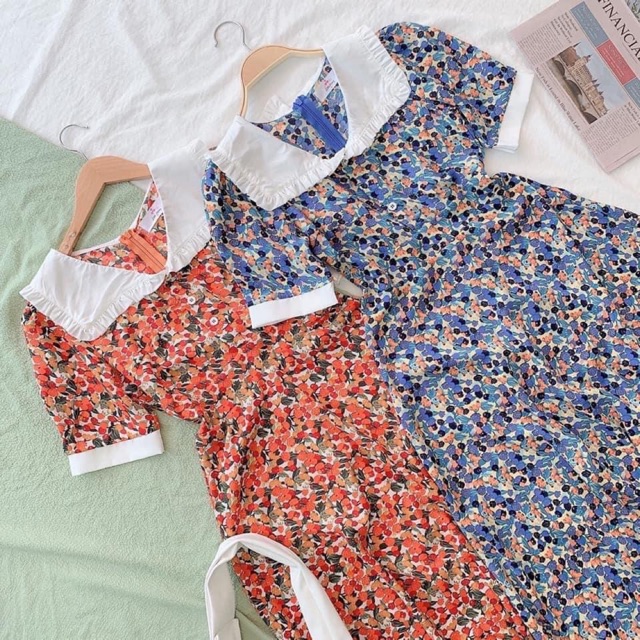 Đầm hoa nhí viền cổ ( lựa live )