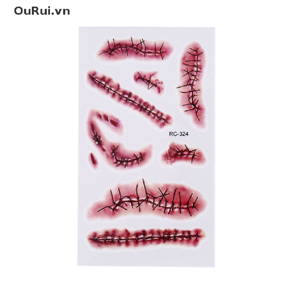 Bộ 5 Hình Xăm Dán Vết Thương Kinh Dị Dùng Hóa Trang halloween