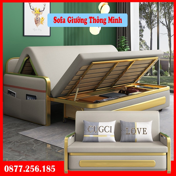 Giường Sofa Thông Minh Gấp Gọn Thành Ghế Sofa, Giường Ngủ Thông Minh Có Hộc Chứa Đồ