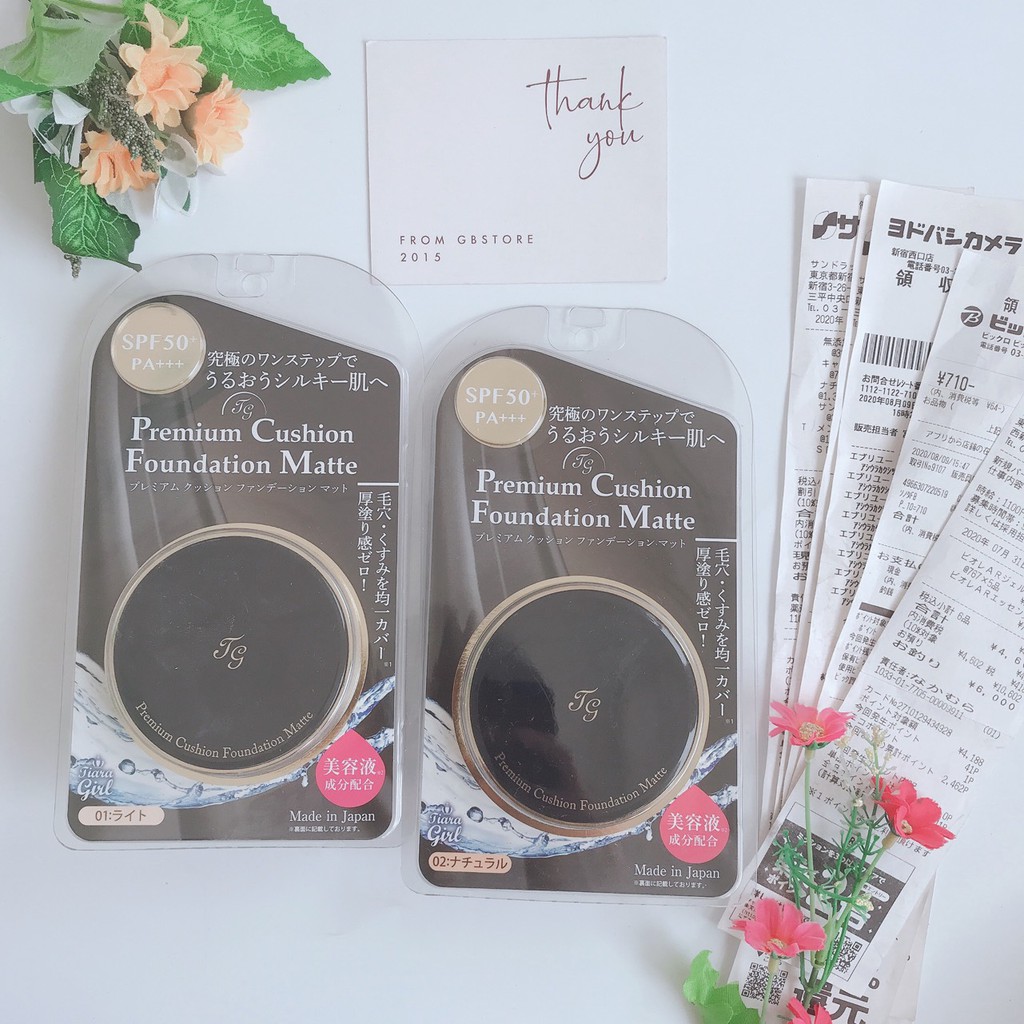 (Hàng Nhật giá tốt)  Phấn nước, phấn phủ 5 trong 1 Tiara Girl Premium Cushion Foundation Matte và Premium Nhật Bản