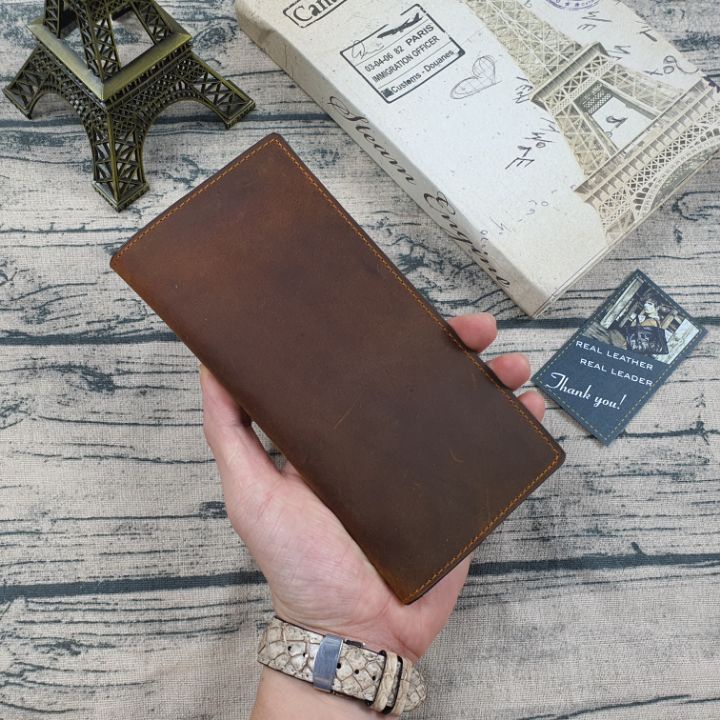 Ví dài nam, ví cầm tay nam da sáp thời trang cao cấp WL104 - 100% da bò thật, BH 3 năm, bóp ví nam