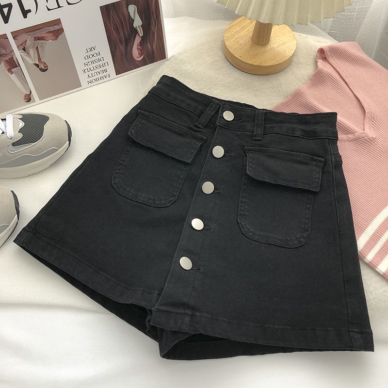 Chân Váy Denim Lưng Cao Phong Cách Hàn Quốc Cho Nữ