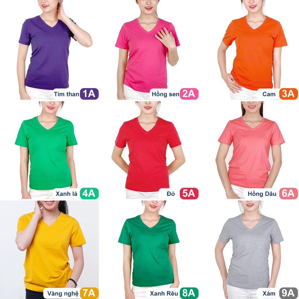 Áo thun nữ trơn cổ tim TOLI, chất cotton 4 chiều mềm mịn, co dãn, form suông cơ bản sọc ngang 1cm [NHIỀU MÀU]