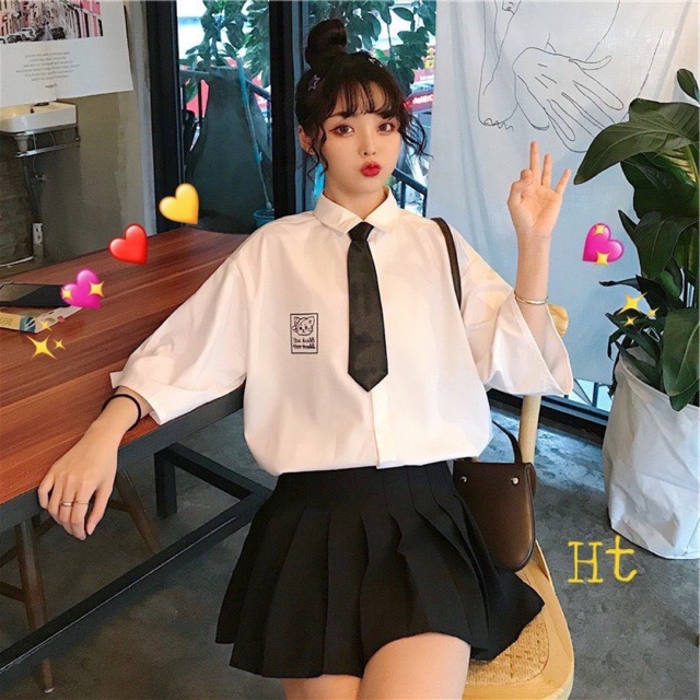 Áo sơ mi mèo băng đầu Hình in logo H2G758