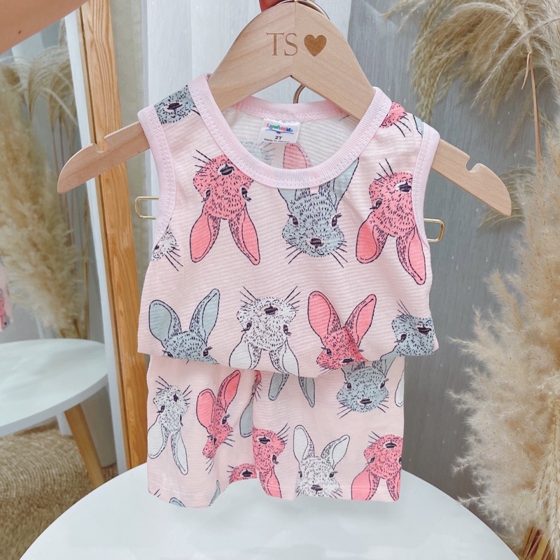 Bộ cotton ba lỗ tăm tre giấy bé trai, bé gái