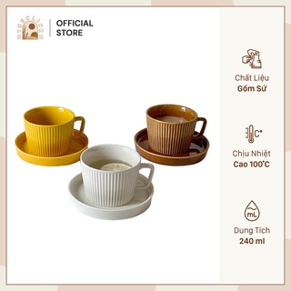 CAO CẤP Set Cốc/Tách Ly Uống Cafe Gốm Sứ Gợn Sóng Phong Cách Châu Âu Cổ Điển Decor Hiện đại Chất Liệu cao cấp Siêu đẹp