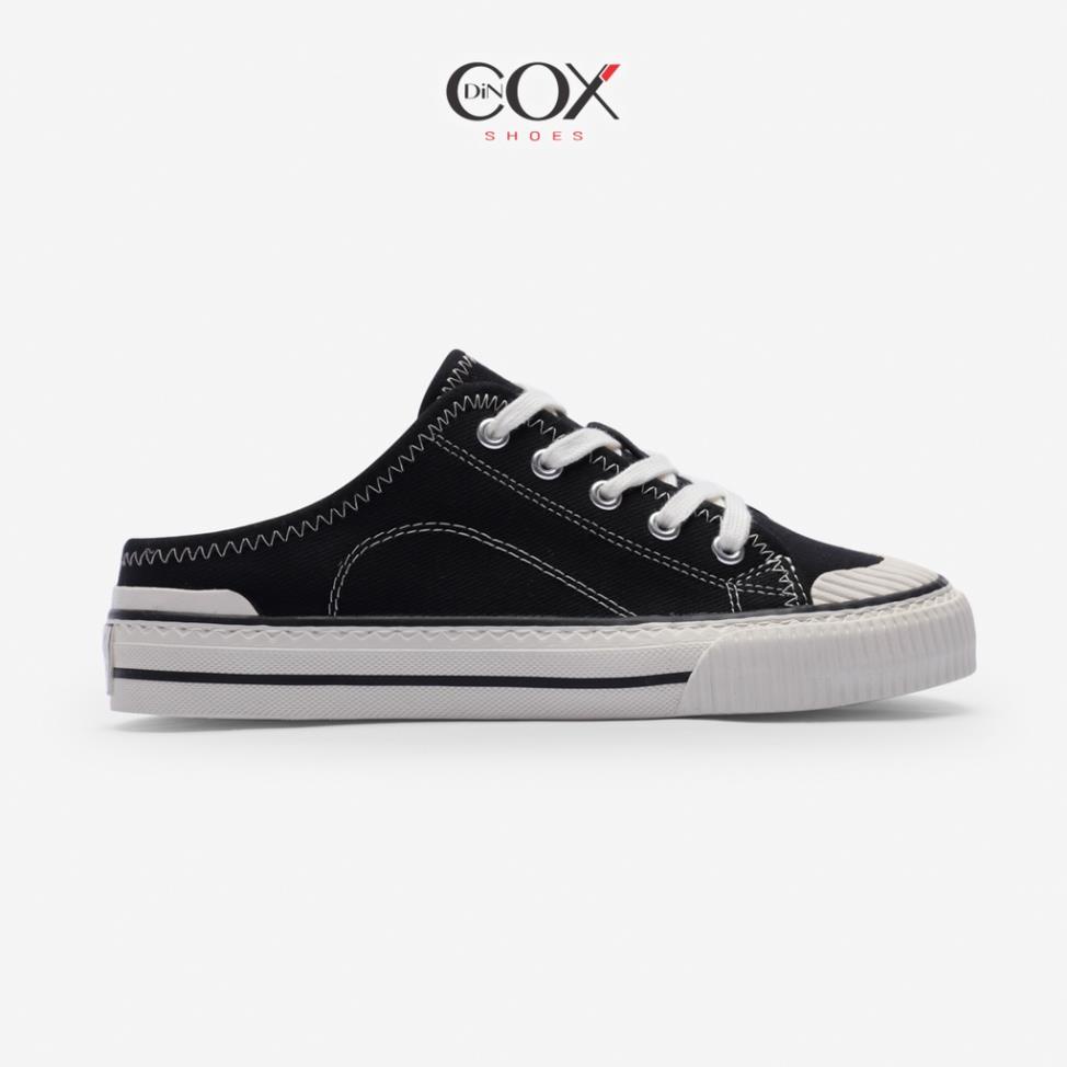 TTV Giày Sục Đạp Gót Mules Vải Sneaker Unisex Tăng Chiều Cao 4cm DINCOX E10 Black