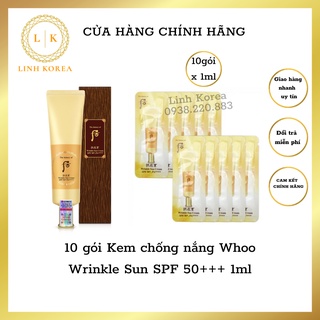 combo 10 gói Kem chống nắng Whoo Wrinkle Sun SPF 50+++ 1ml