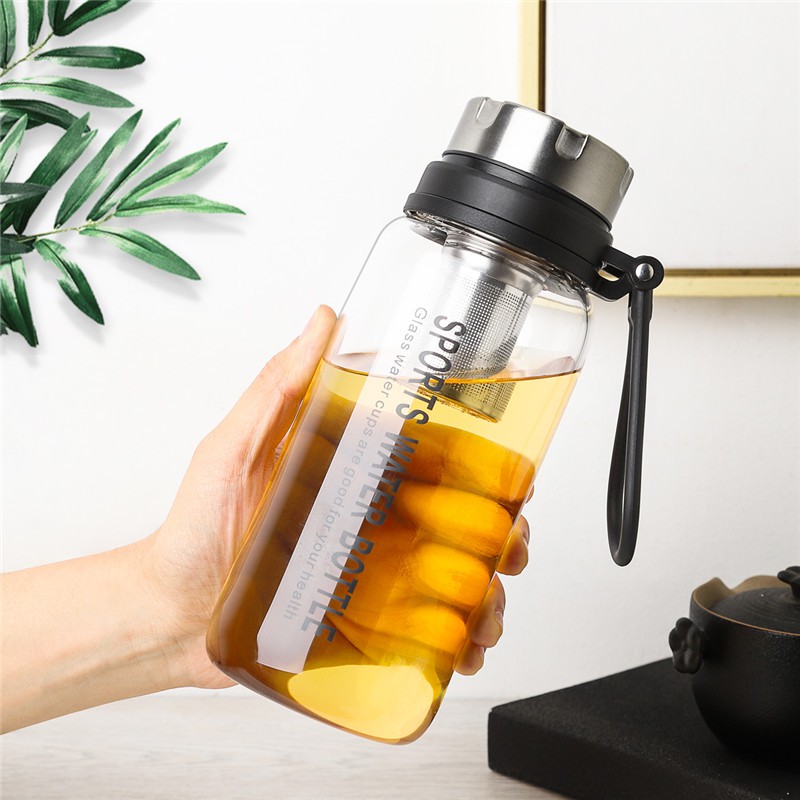 ONEISALL Glass Water Bottle 750ml/1000ml/1500ml with stainless steel filter